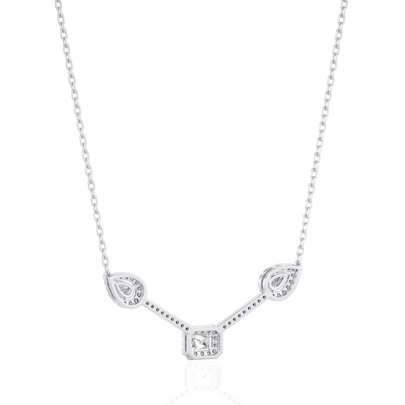 Diamond Club 1.0Ct Pear & Oval Lab Grown Diamond Necklace 14K Gold (VS, F)