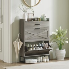 Shoe Storage Cabinet with 2 Flip Drawers Adjustable Shelves