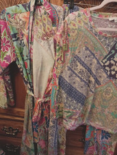 nice L 3 pc set Johnny Was Talavera Print Robe  Bobbie Cropped Pajama PJs