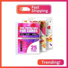 50 Pockets Mini Sheet Protectors fit 4x6'' Cards Pack of 25 for 8.5x9.5 Mini