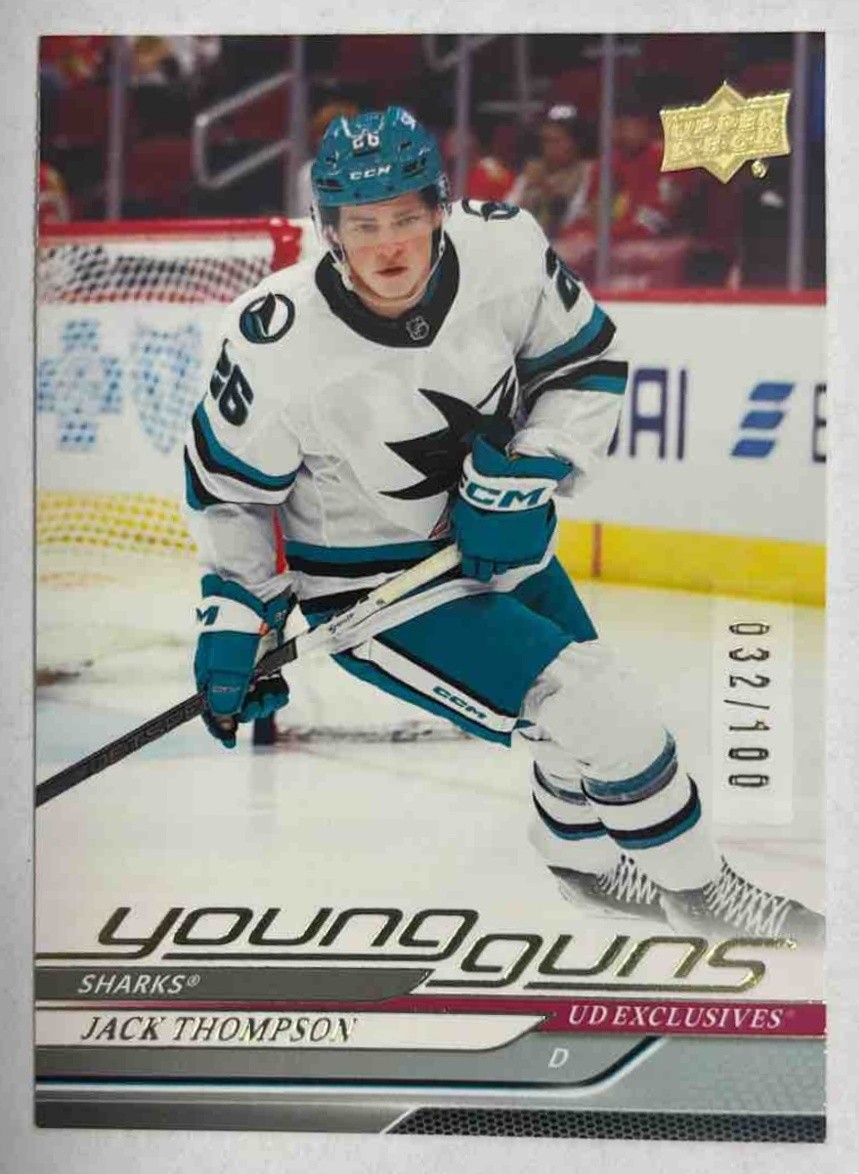 2024 Upper Deck Jack Thompson UD Exclusives /100 #468 Young Guns RC Sharks