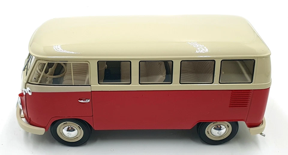 Welly 1/18 Scale Diecast 18054GW - 1963 Volkswagen T1 Bus - Red Cream - Image 3 of 4