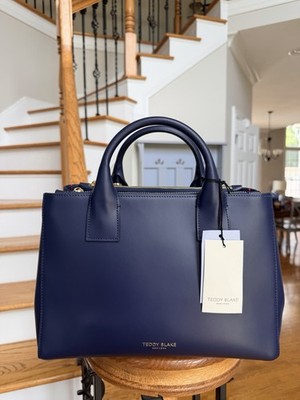 Teddy Blake 12  Navy Bella Palmellato Leather Bag/Tote NWT