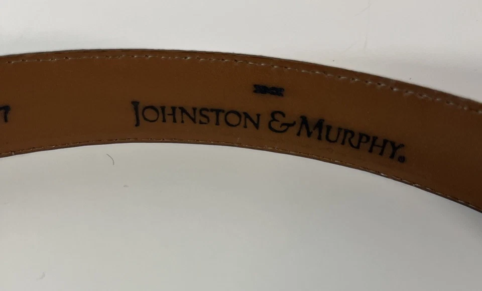 Johnston & Murphy Hombre 34 Cinturón Anilina Kipskin Hombros Cuero Marrón Latón Foto 2 de 4
