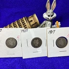 THREE ( 3 ) 1907 BARBER DIMES