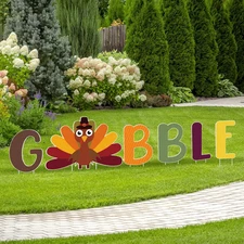 Gerrii 6 Pcs Thanksgiving Fall Yard Sign Outdoor Turkey Gobble Decor Stakes Fall