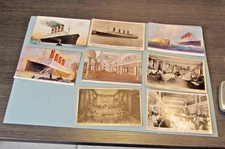 Vintage Cunard Line Cruise Ship RMS Aquitania 8 Postcard Lot RPPC Interior Views