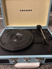 Crosley CR8005D-TU Turquoise Record Player Pitch Control Speakers AUX 3 Speeds