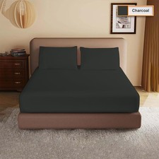 400TC 100% Egyptian Cotton 40CM Extra Deep Fitted Sheet Single Double Bed Sheet