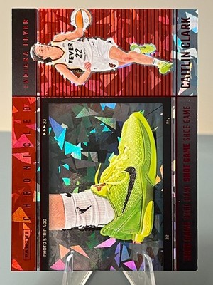 2025 Panini Caitlin Clark Chronicled Red Cracked Ice Shoe Game #71 Caitlin Clark