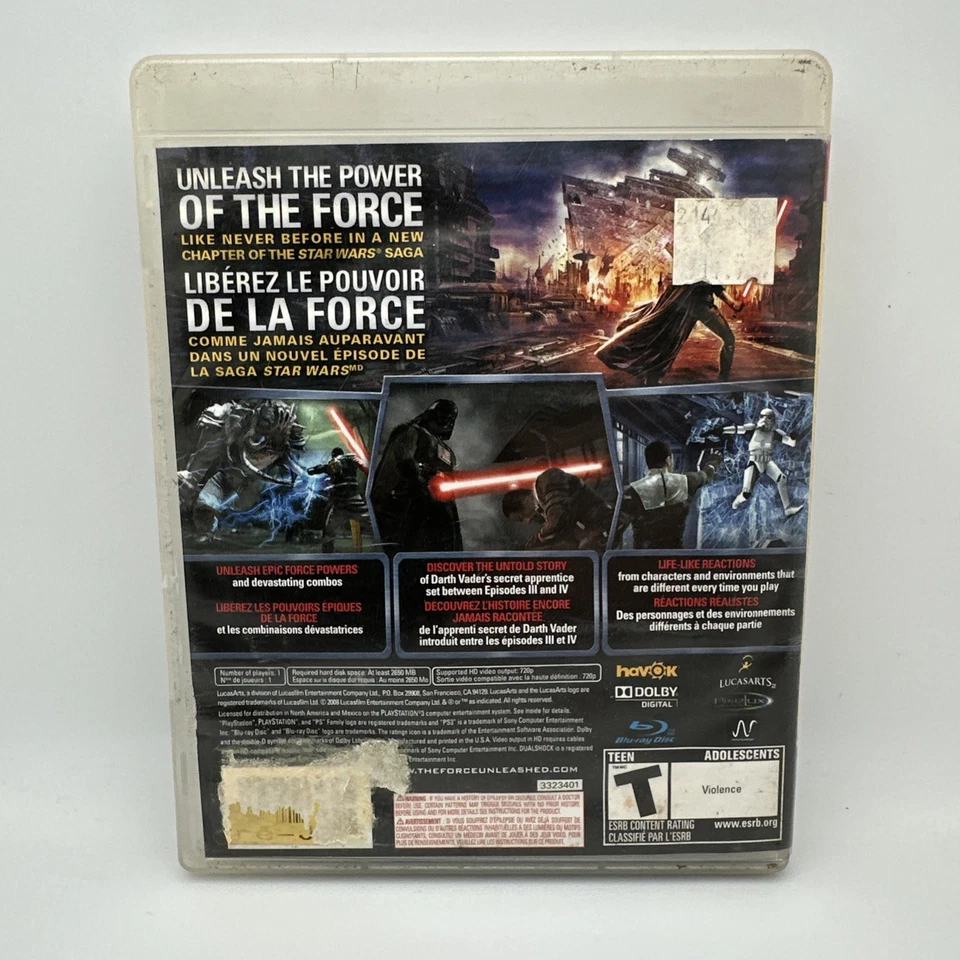 PS3 Star Wars The Force Unleashed Game Complete CIB + Manual OOP NOS Rare Retro - Image 3 of 4