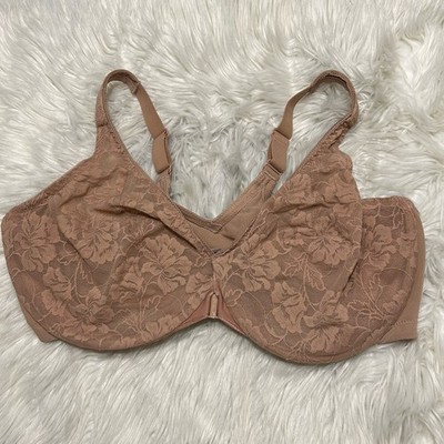 Glamorise 40G Bra Brown Front Closure Lacey T Back Wonderwire 9246