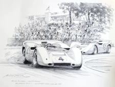 4x Print Lot Auto Racing 1967 Michael Turner Print signed 14"x11" Special List
