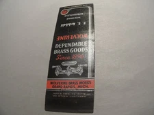 Wolverine Brass Works Grand Rapids Vintage 1896 Faucet Design Matchbook