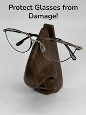 Handmade Walnut Wood Eyeglass Holder Stand   Nose Shaped Glasses Display, Unique
