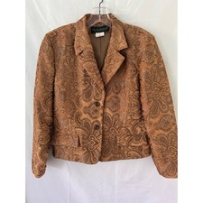 Harve Benard Holtzman Blazer Jacket Paisley Patterned Copper Brown Size 12