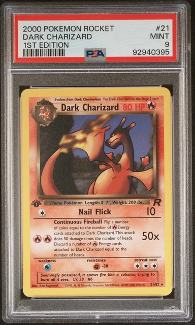 2000 POKEMON ROCKET 1ST EDITION #21 DARK CHARIZARD PSA 9