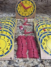 Judy Clocks Mini Clocks Teach Time Math K-3 Classroom Lot Set of 19 W/ Stands