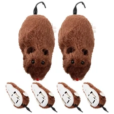 6 Pcs Clockwork Wind Up Plush Mouse Toys Cat Toy Pet Supplies