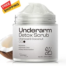 Coconut Charcoal Underarm Detox Scrub: Armpit Exfoliating Nourishing... 