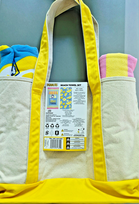 🔥NEW Peanuts Snoopy Yellow🍋 Tote w 30x60in Beach Towels Bundle