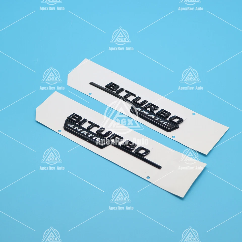 For AMG C43 E43 GLC43 GLE43 BITURBO 4MATIC Emblem Fender Black Badge Fits Decal - Imagem 2 de 4