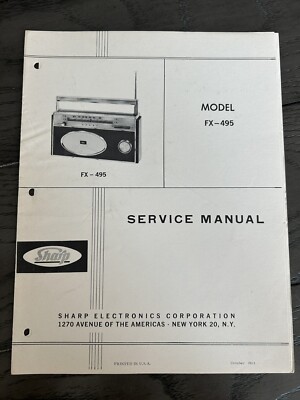 Sharp FX-495 Transistor Radio FM/AM Service Manual Vintage OEM Diagrams ...