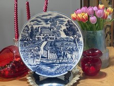 Dekoteller 33 cm blau-weiß