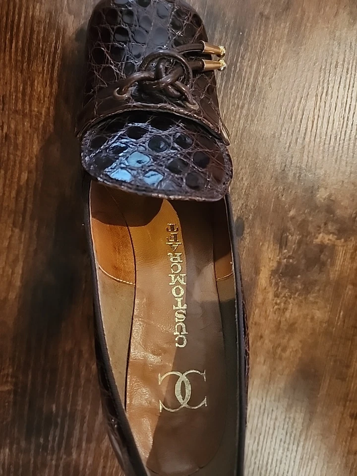 复古 Neiman Marcus 皮革定制鳄鱼鞋,尺寸 4.5 美国 — 第 3/4 张图片