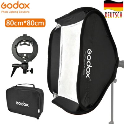 Godox 80x80cm Softbox + S-Typ Bowens Blitzneiger Halterung für Kamera Blitz