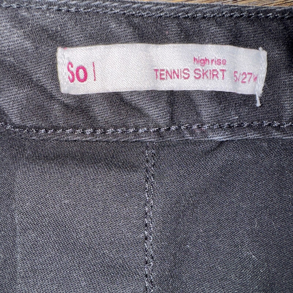 SO High Rise Pleated Denim Tennis Skirt in Black - Size 5/27