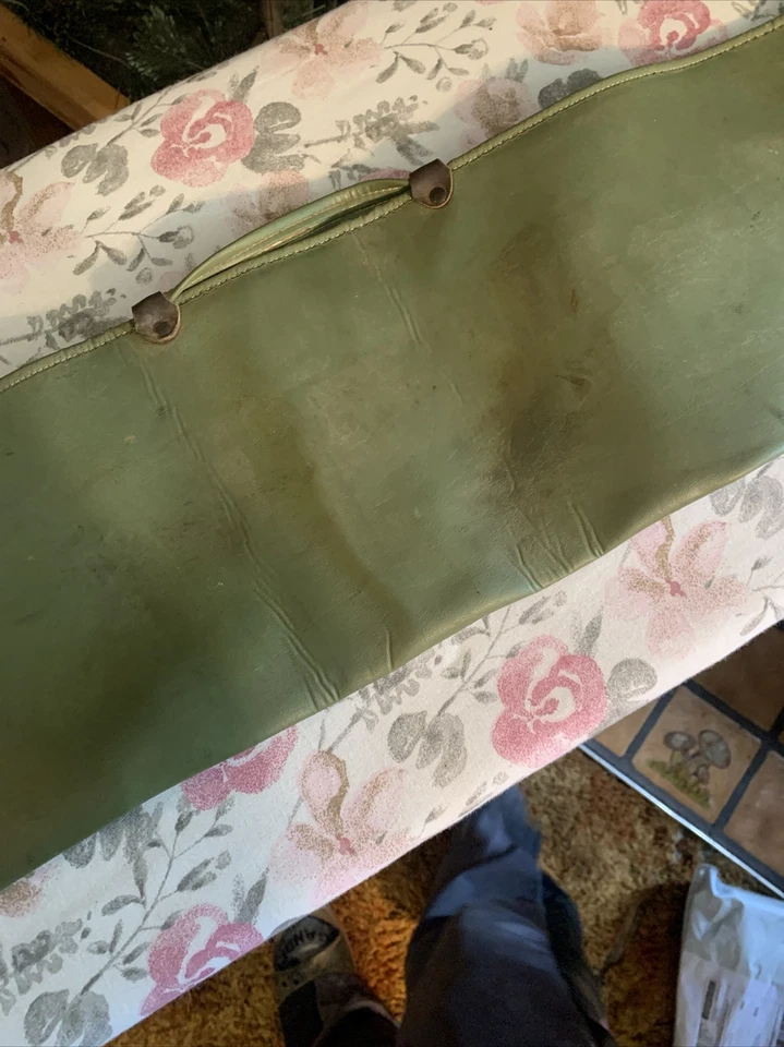 Estuche con arco recurvo desmontable Fred Bear de colección etiqueta con cremallera cuero verde marrón Foto 4 de 4