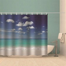 White Paper Oceans Sand 3D Shower Curtain Waterproof Fabric Bathroom Decoration