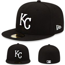 New Era Kansas City Royals Fitted Hat MLB League Basic Black Cap Size 7 7/8