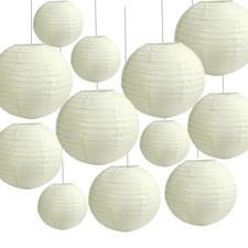 12 pcs Round Mixed Sizes Paper Lanterns LED Light Wedding Party decoration DIY