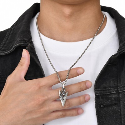 Vnox Mens Arrowhead Necklace Arrow Spear Head Stainless Steel