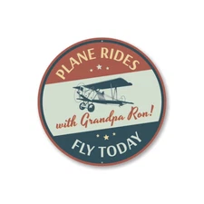 Plane Rides Fly Today Hangar Sign, Pilot Sign, Aviation Aluminum Sign
