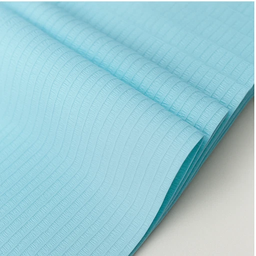 Baberos dentales desechables para pacientes RMH3 AZUL 13" X 18" 2 capas de papel/1 capa de polietileno 500/PC Foto 3 de 4