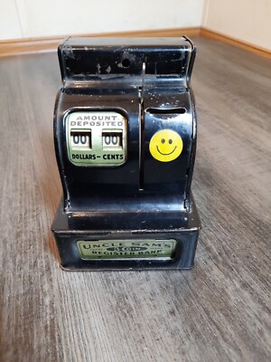 Vintage Uncle Sam's 3 Coin Metal Cash Register Bank / Japan