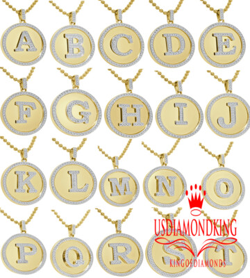 Real 10K Gold Genuine Diamond 1.00 Ctw Initial Letter Alphabet A-Z Pendent Charm