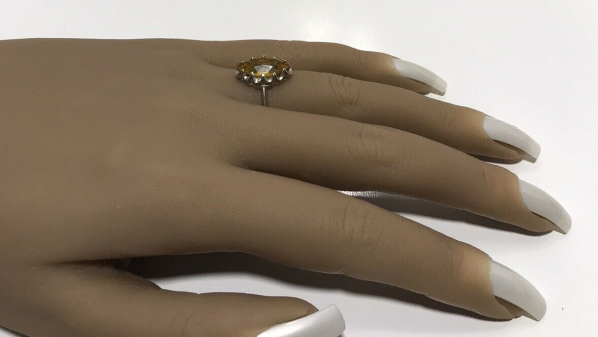 Vintage 14K JTC 968 White Gold Citrine Color Stone Ring Sz 6 Vintage 14K JTC 968 White Gold Citrine Color Stone Ring Sz 6