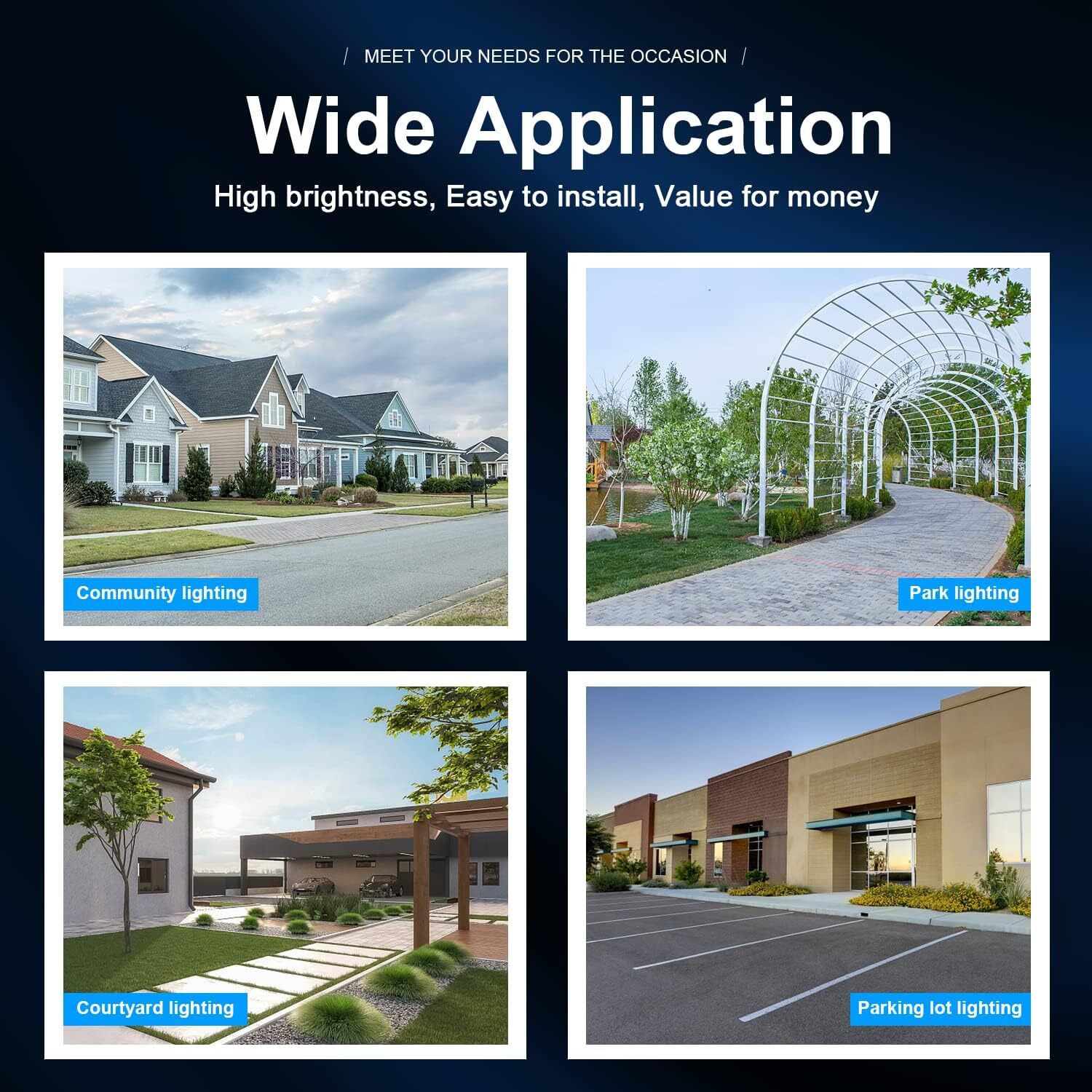 Commercial 300W Street Flood Light LED Lamp Outdoor Area Dusk-To-Dawn Wall Lamp