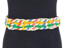 Vintage 80s Ginnie Johansen Designs Inc Striped Rainbow Braided Cord Rope Belt