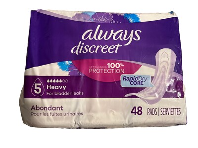 VTG Always Discreet Size 5 Heavy Bladder Leaks, 48 Pads Rapid Dry Core USA Movie