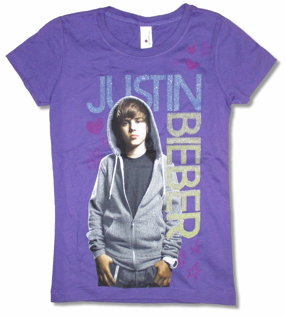 Justin Bieber Hoody Juniors Youth Purple T Shirt New