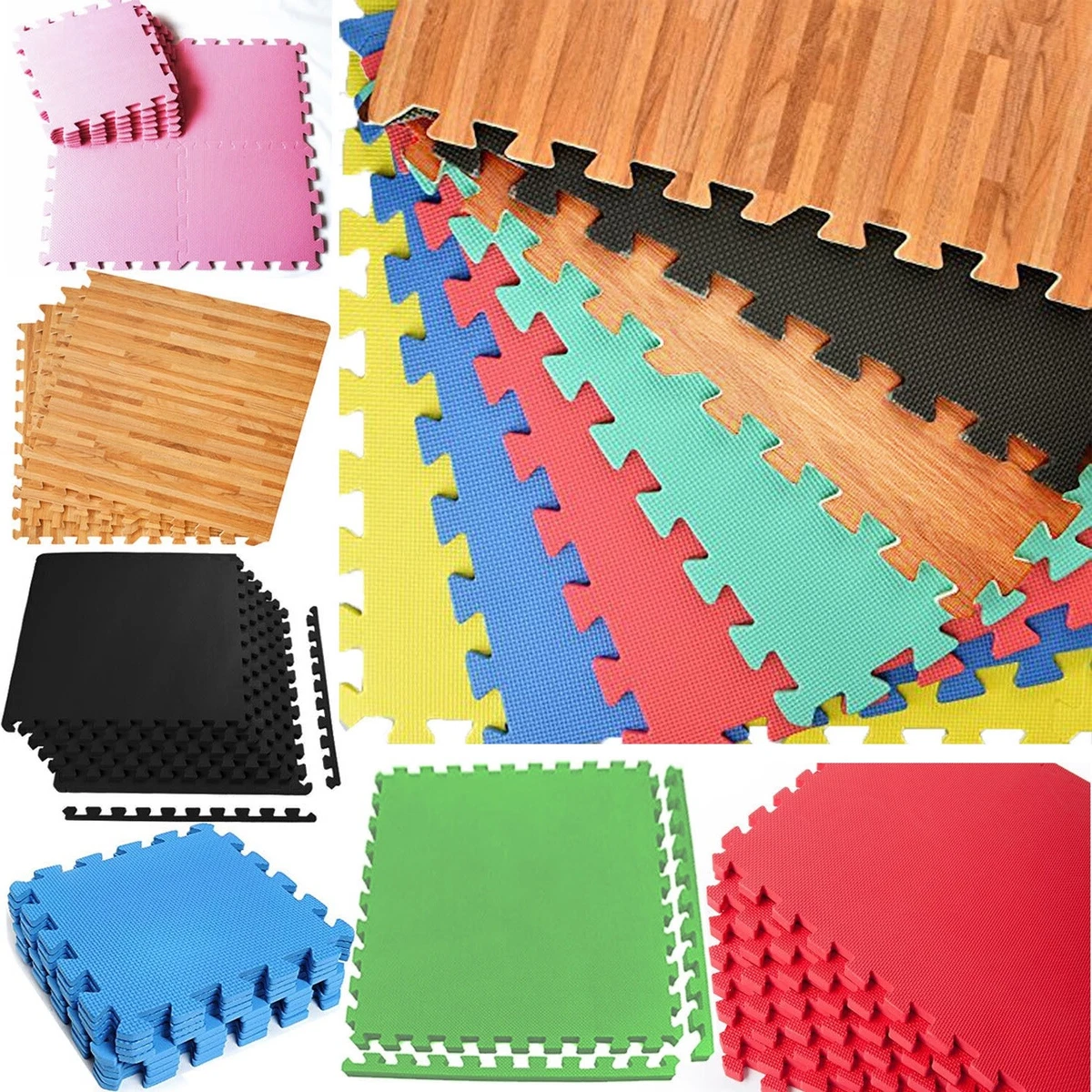 Large Jigsaw Puzzle Mat EVA Foam Colour Tiles Exercise Kids Edge Stripes  60x60cm