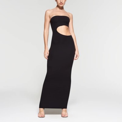 NWT Skims Fits Everybody Cut Out Long Dress Strapless Maxi Onyx 2X | eBay