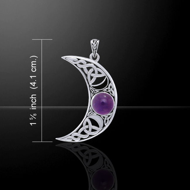 Celtic Large Crescent Moon Pendant 925 Sterling Silver Fine Celestial ...