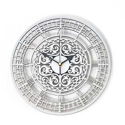 Graue Wanduhr leise nicht tickend römische Ziffern 30 cm hellgrau Wandornament