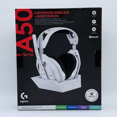 New Logitech A50 Lightspeed Wireless + Base Station White 939-002229